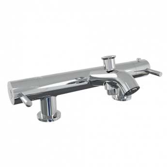 AKW Peg Lever Thermostatic Bath Shower Mixer Tap Pillar Mounted - Chrome