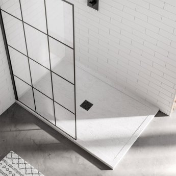 April Waifer Rectangular Shower Tray 1200mm x 800mm - White Slate Effect