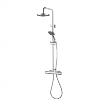 Aqualisa AQ Thermostatic Round Bar Mixer Shower with Fixed Head and Shower Kit - Chrome