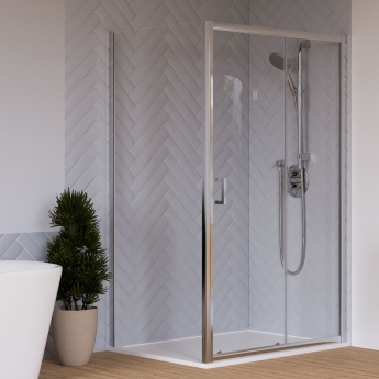 Aqualux Framed 6 Sliding Door Shower Enclosure 1400mm x 900mm with Shower Tray - 6mm Glass