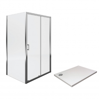 Aqualux Framed 8 Sliding Door Shower Enclosure 1200mm x 800mm with Shower Tray - 8mm Glass