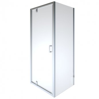 Aqualux Shine 8 Semi Frameless Pivot Shower Door 800mm Wide Silver Frame - 8mm Glass