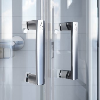 Aqualux Shine 8 Semi Frameless Pivot Shower Door 760mm Wide Silver Frame - 8mm Glass