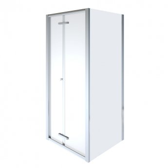 Aqualux Shine 8 Semi-Frameless Bi-Fold Shower Door 760mm Wide - 8mm Glass