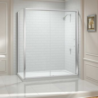 Aquashine Sliding Shower Door 1100mm Wide - Clear Glass