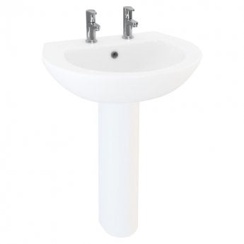 Arley Basin and Full Pedestal 550mm Wide - 2 Tap Hole