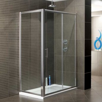 Delphi Inspire Chrome Sliding Shower Door - 6mm Glass