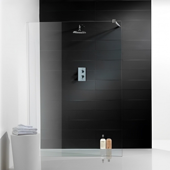 Arley Ralus Wet Room Glass Panel 700mm Wide Polished Chrome Profile - 8mm Glass