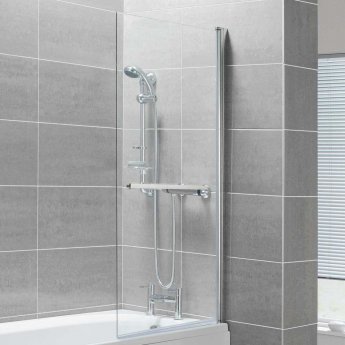Arley Ralus6 Single Square Bath Screen with Towel Rail 1400mm H x 800mm W - 6mm Glass