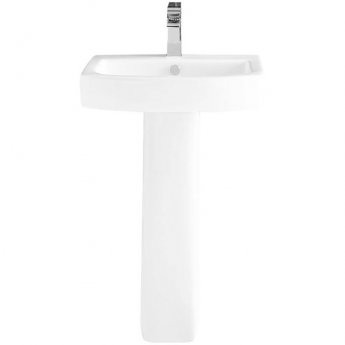Arley Spruce Basin and Full Pedestal 550mm Wide - 1 Tap Hole