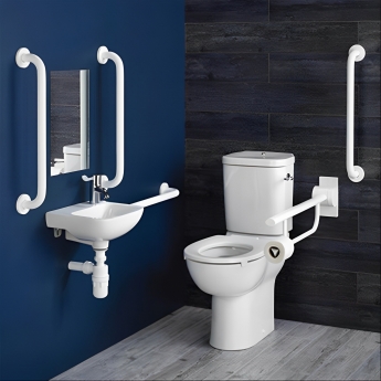 Armitage Shanks Contour 21 Doc M Pack with Close Coupled Toilet and White Rails - Left Handed