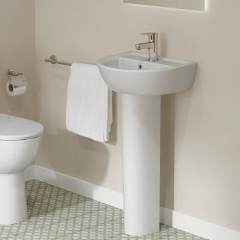 Armitage Shanks Sandringham 21 Basin with Full Pedestal 450mm Wide - 1 Tap Hole