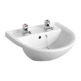 Armitage Shanks Sandringham 21 Semi-Recessed Basin 500mm Wide with Chain Hole - 2 Tap Hole