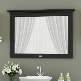 Bayswater Flat Bathroom Mirror 1000mm Wide - Matt Black | Product Image