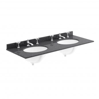 Bayswater Black Marble Top Furniture Double Basin 1200mm Wide 3 Tap Hole