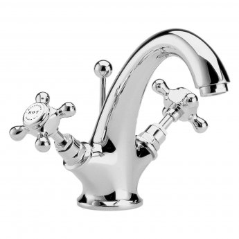 Bayswater Crosshead Hex Mono Basin Mixer Tap with Waste - White/Chrome