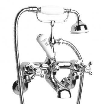 Bayswater Crosshead Hex Wall Mounted Bath Shower Mixer Tap White/Chrome