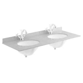 Bayswater Grey Marble Top Furniture Double Basin 1200mm Wide 1 Tap Hole