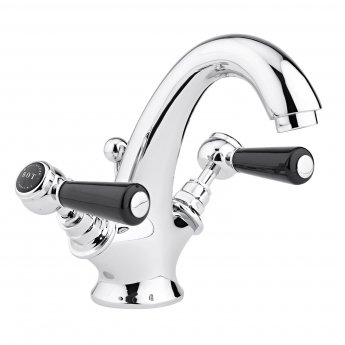 Bayswater Lever Hex Mono Basin Mixer Tap with Waste - Black/Chrome