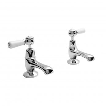 Bayswater Lever Dome Basin Taps Pair - White/Chrome