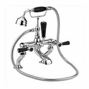 Bayswater Lever Hex Pillar Mounted Bath Shower Mixer Tap Black/Chrome