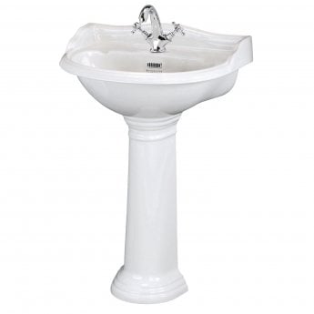 Bayswater Porchester Basin with Full Pedestal 600mm Wide 1 Tap Hole