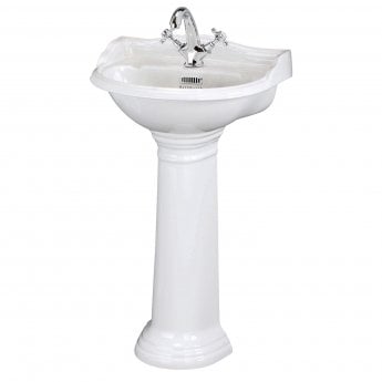 Bayswater Porchester Basin with Full Pedestal 500mm Wide 1 Tap Hole