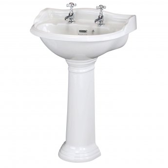 Bayswater Porchester Basin with Full Pedestal 600mm Wide 2 Tap Hole