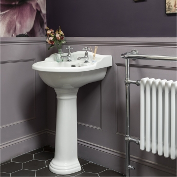 Bayswater Porchester Basin with Full Pedestal 600mm Wide 2 Tap Hole