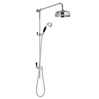 Bayswater Grand Rigid Riser Shower Kit with Fixed Head and Handset Black/Chrome