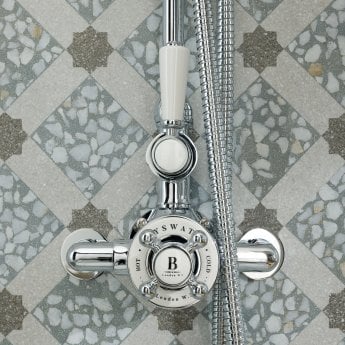 Bayswater Traditional Dual Exposed Shower Valve White/Chrome
