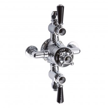 Bayswater Traditional Triple Exposed Shower Valve Black/Chrome