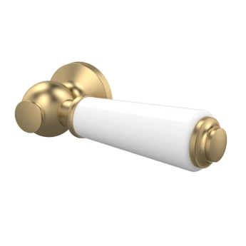 Bayswater Traditional Ceramic Toilet Cistern Lever Brushed Brass/White | Product Image
