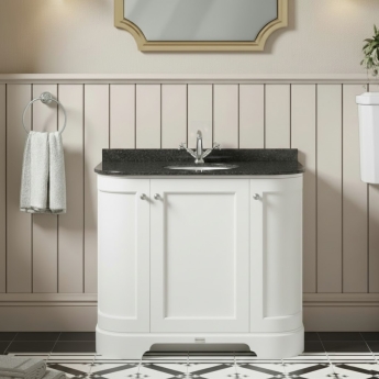 Bayswater Pointing White 3-Door Curved Vanity Unit 1000mm Wide (Excluding Basin) | Product Image