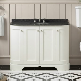 Bayswater Pointing White 4-Door Curved Vanity Unit 1200mm Wide (Excluding Basin) | Product Image
