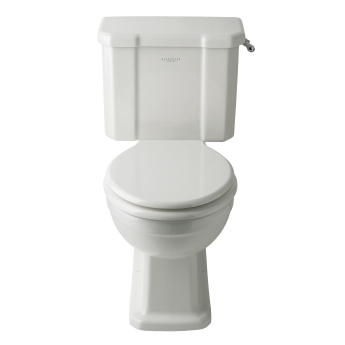 Bayswater Westcott Close Coupled Toilet Soft Close Seat with Brushed Brass Seat Hinges | Product Image