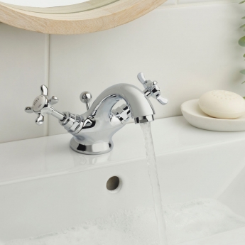 Bristan 1901 Basin Mixer Tap with Pop Up Waste and Ceramic Disc Valves - Chrome