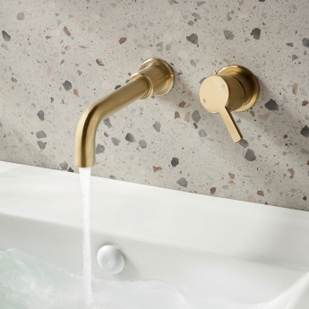 Bristan Altum Basin Mixer Tap Wall Mounted - Brushed Brass | Product Image