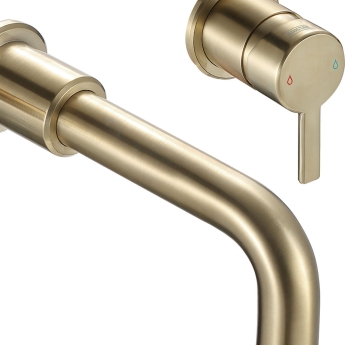 Bristan Altum Basin Mixer Tap Wall Mounted - Brushed Brass | Product Image