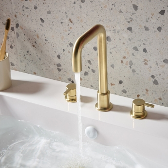 Bristan Altum 3-Hole Basin Mixer Tap Deck Mounted - Brushed Brass | Product Image