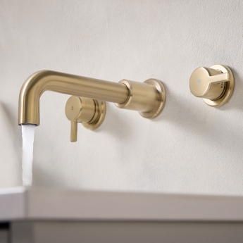 Bristan Altum 3-Hole Basin Mixer Tap Wall Mounted - Brushed Brass | Product Image