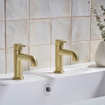 Bristan Altum Basin Taps Pair Pillar Mounted - Brushed Brass | Product Image