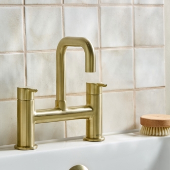 Bristan Altum Bath Filler Tap Pillar Mounted - Brushed Brass | Product Image