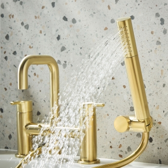 Bristan Altum Bath Shower Mixer Tap Pillar Mounted - Brushed Brass | Product Image
