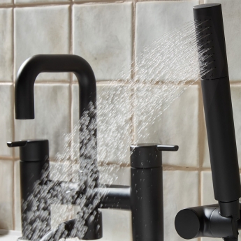 Bristan Altum Bath Shower Mixer Tap Pillar Mounted - Black | Product Image