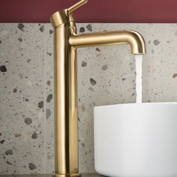Bristan Altum Eco Start Tall Basin Mixer Tap Deck Mounted - Brushed Brass | Product Image