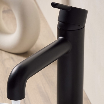 Bristan Altum Eco Start Tall Basin Mixer Tap Deck Mounted - Black | Product Image