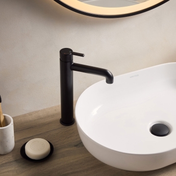 Bristan Altum Eco Start Tall Basin Mixer Tap Deck Mounted - Black | Product Image