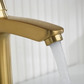 Bristan Apelo Eco Start Basin Mixer Tap with Clicker Waste - Brushed Brass | Product Image