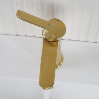 Bristan Apelo Eco Start Basin Mixer Tap with Clicker Waste - Brushed Brass | Product Image